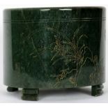 An Chinese Inscribed Spinach Jade Brushpot