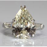 Pear brilliant-cut diamond, platinum ring