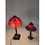 A group of Lundberg Studios art glass lamps