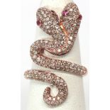 Diamond, 18k rose gold snake ring