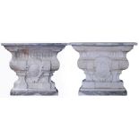 A pair of Continental marble architectural elements adapted to console table