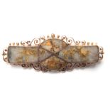 Victorian Gold-in-Quartz, 14k yellow gold brooch