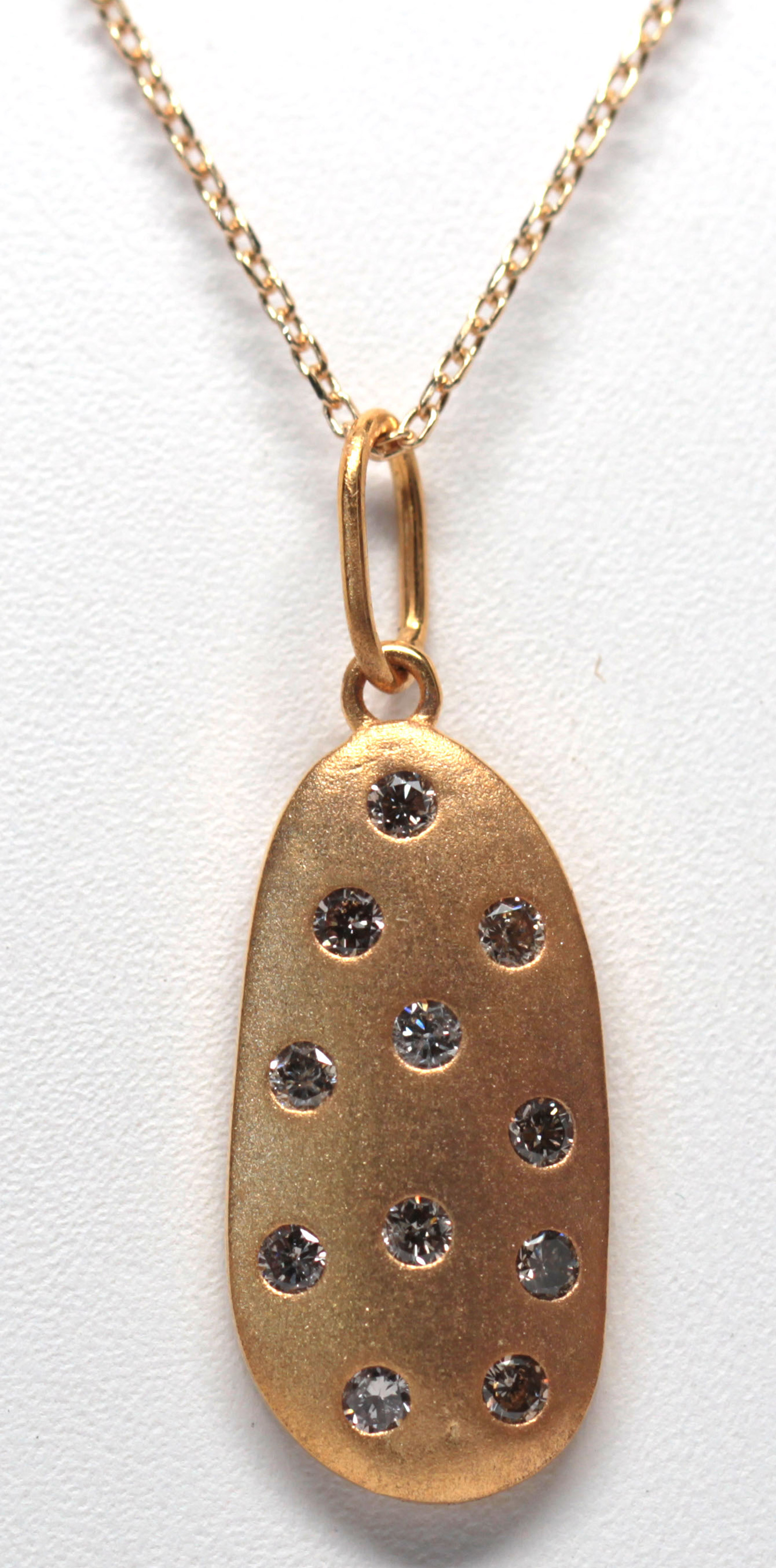 Diamond, 14k yellow gold pendant-necklace
