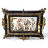 A framed Italian Capodimonte allegorical plaque