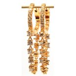 Pair of diamond, 18k yellow gold earrings