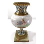 A French bronze mounted porcelain urn
