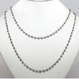 Diamond bead, blackened 14k white gold necklace