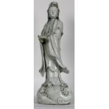 A Chinese standing Dehua figure of Guanyin