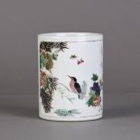 A Chinese Wucai "Bird and flower" Brush Pot