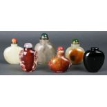 (Lot of 6 ) A group of six Chinese Hardstone snuff bottles