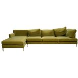 A Modernist Della Robbia olive green sectional sofa