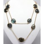 Labradorite, silver-gilt link necklace