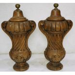 A pair of Classical style oak baluster ornaments