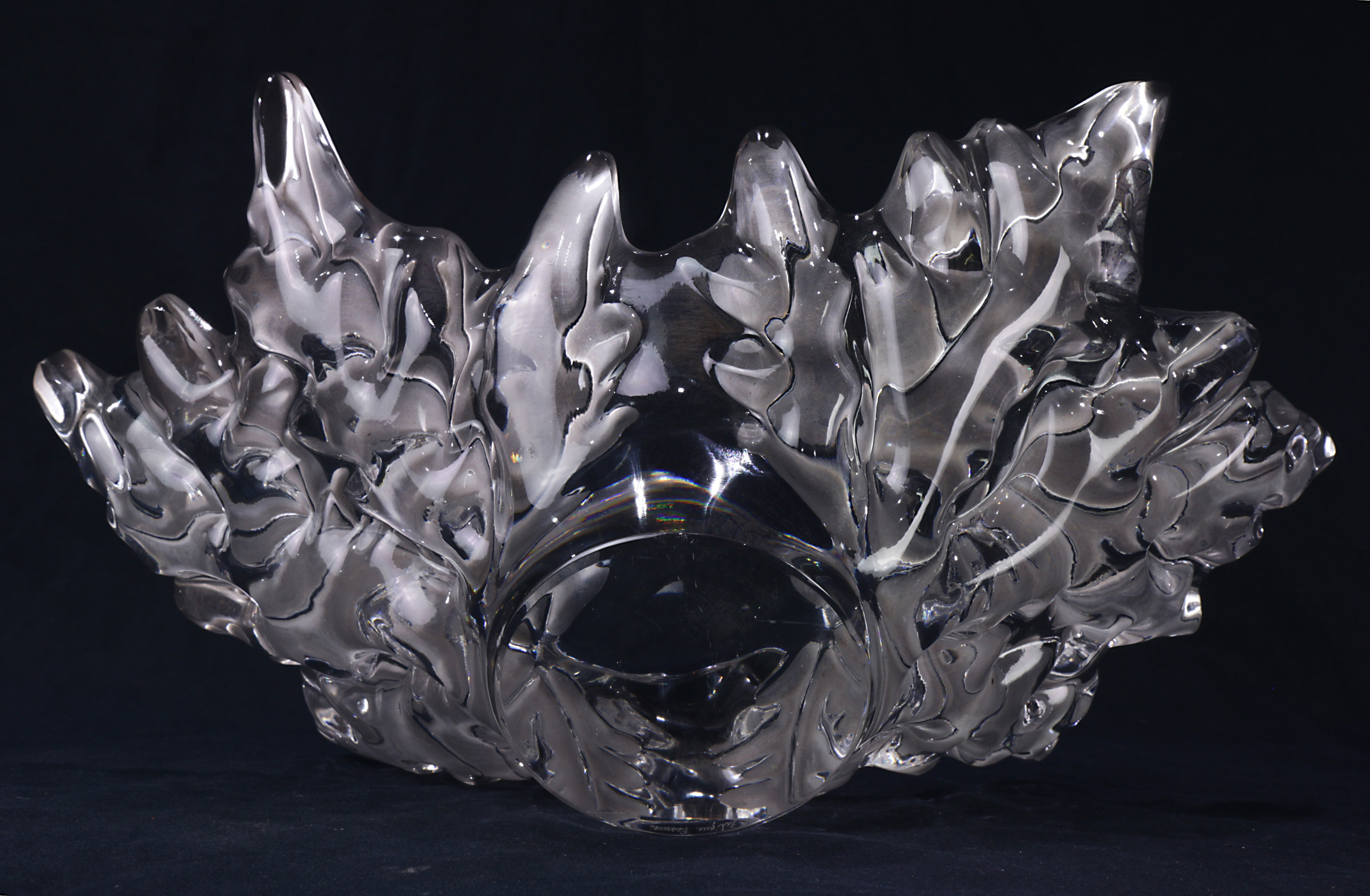 A Lalique France Champs Elyses leaf form center bowl - Image 4 of 5