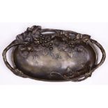 A patinated bronze oval tray in the Art Nouveau taste circa 1900