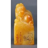 A carved Chinese Soapstone Seal