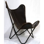 A Knoll style leather Butterfly chair