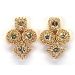 Pair of diamond, 18k yellow gold earrings