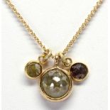 Diamond, 18k yellow gold pendant-necklace