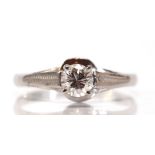 Diamond, 18k white gold ring