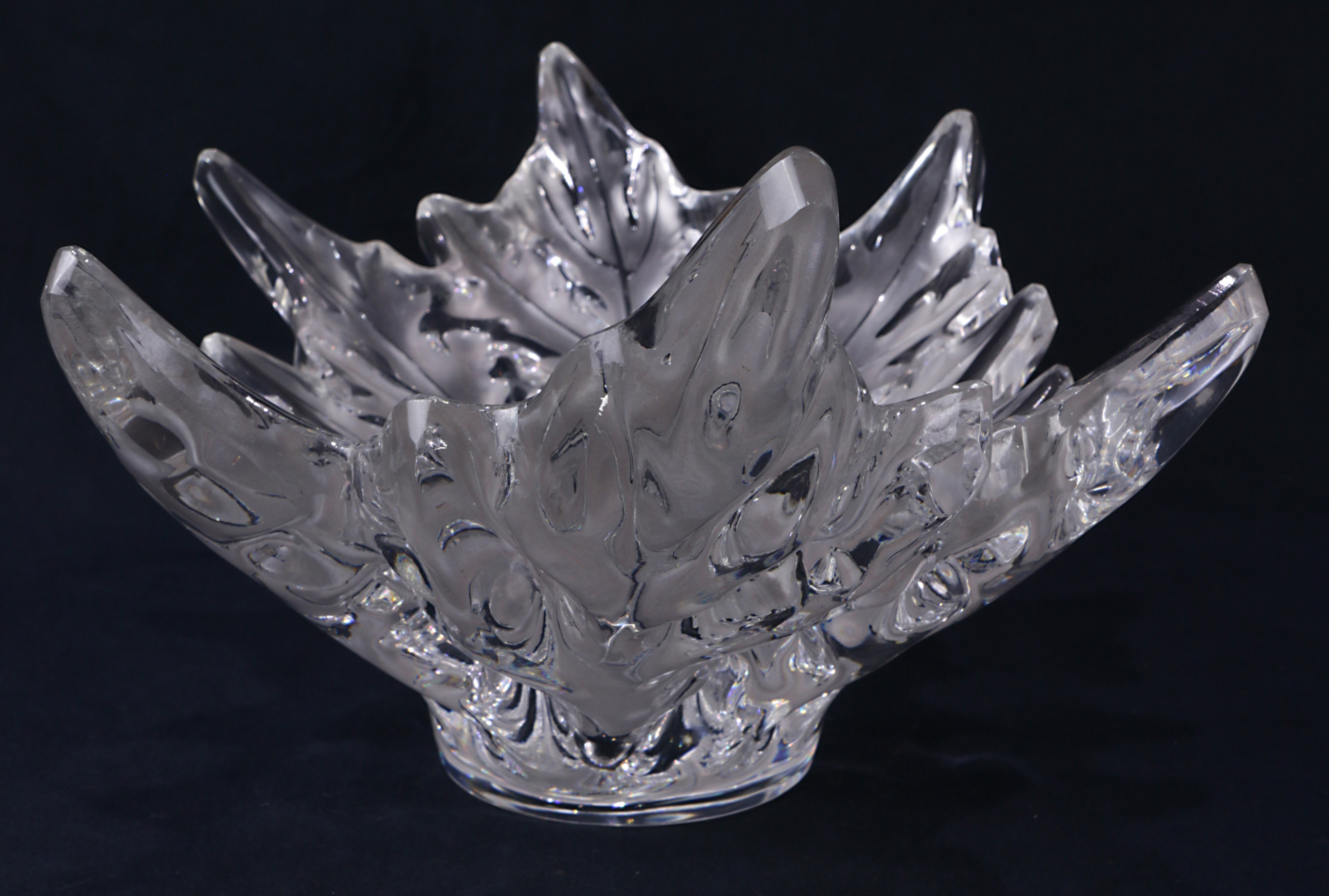 A Lalique France Champs Elyses leaf form center bowl - Image 2 of 5