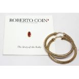 Pair of Roberto Coin 18k yellow gold hoop earrings