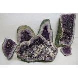 A group of amethyst geodes