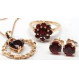 Garnet, gold jewelry suite