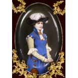 A Continental framed porcelain portrait plaque