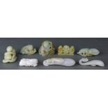 (lot of 8) A group of eight carved Jade figures