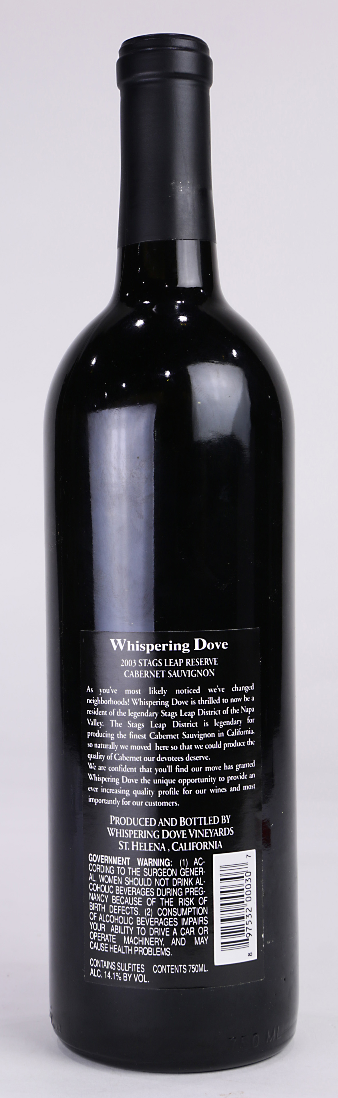 A case of 2003 Stags Leap Reserve Whispering Dove Cabernet Sauvignon - Image 2 of 6