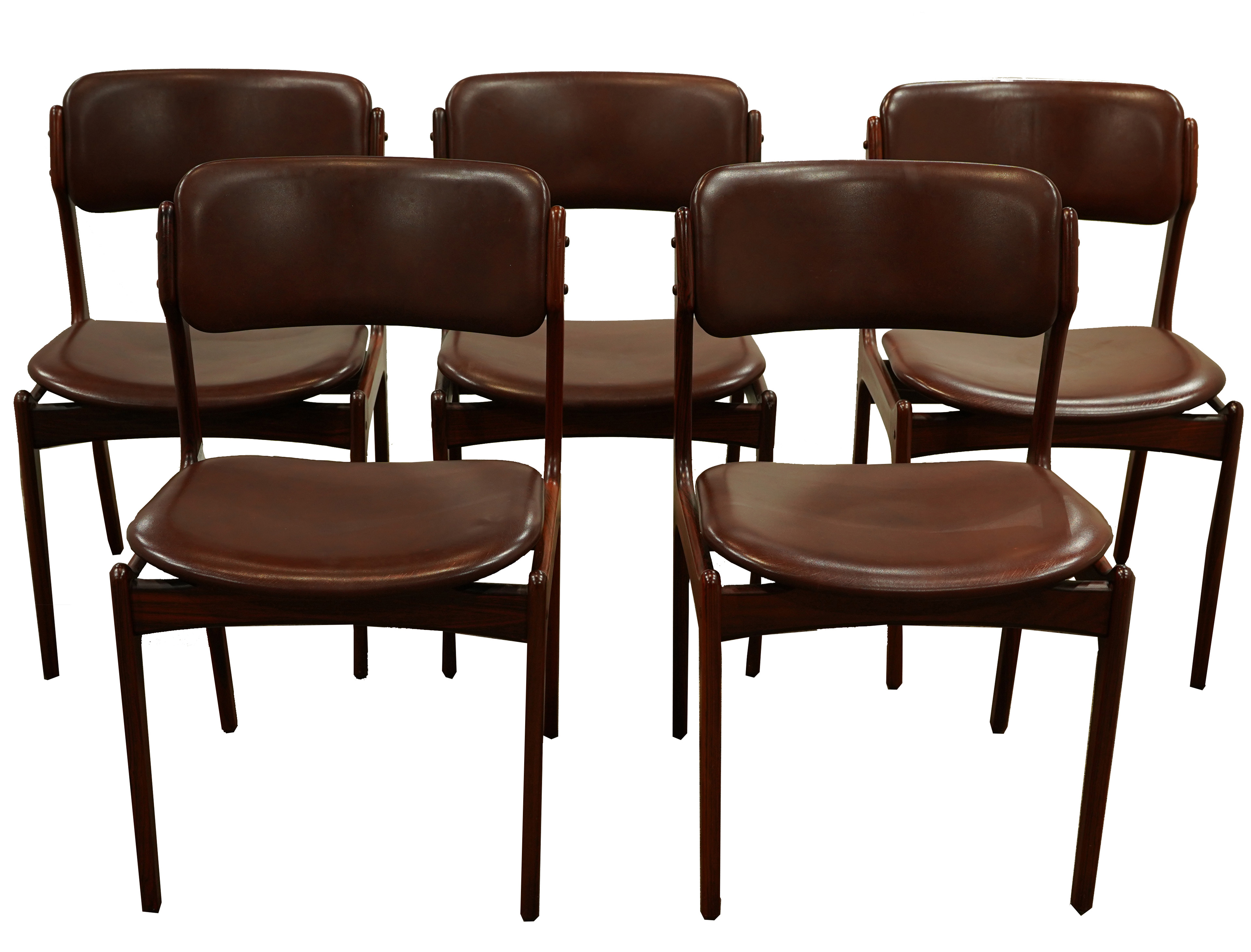 A group of Erik Buch Danish Modern rosewood chairs, model 49