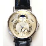 Breguet 18k white gold moonphase double calendar wristwatch REF: 7227