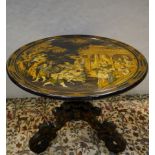 An English Regency lacquered tilt top table