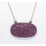 Ruby, blackened silver, 14k yellow gold pendant-necklace