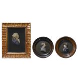 A group of three wax relief busts 18th century