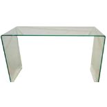 A Modernist plate glass console table