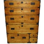 (Lot of 2) A Two-piece wood Japanese tansu