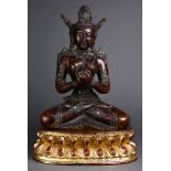 A Chinese wood sculpture of Bodhisattva