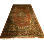 A Kashmiri art silk carpet