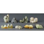 ( lot of 8) A group of Chinese jade and hardstone carvings