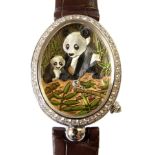Breguet diamond, 18k white gold "Reine De Naples" "Baby Panda and Mother" Limited Edition wristwatch