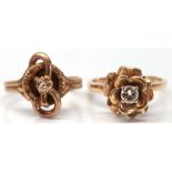 (Lot of 2) Diamond, 10k yellow gold rings