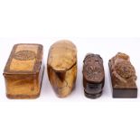 (lot of 4) A group of continental carved snuff boxes circa 1870