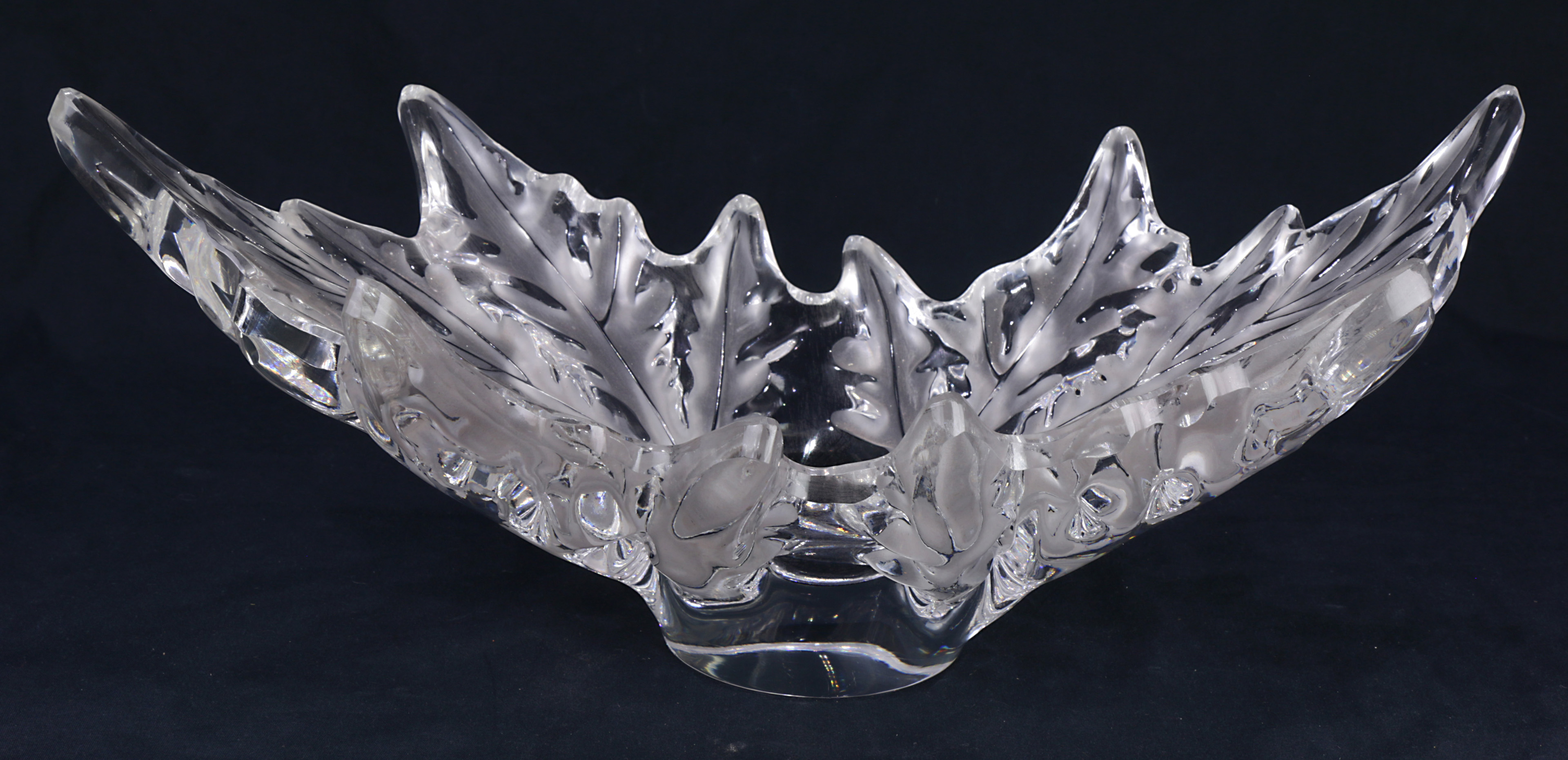 A Lalique France Champs Elyses leaf form center bowl