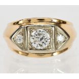 Diamond, 14k white and yellow gold ring
