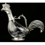 A French silver plate and glass claret jug
