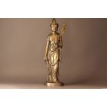A Japanese Gilt Bronze Standing GuanYin Figure Holding a Lotus