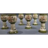 (lot of 6) A set of Mettlach majolica goblets