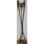 A Maitland Smith Art Deco style iron and faux tortoiseshell torchiere
